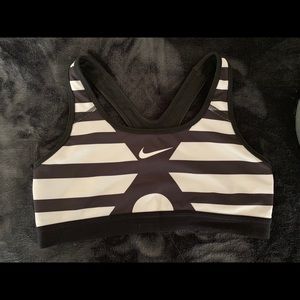 Nike black & white striped sports bra